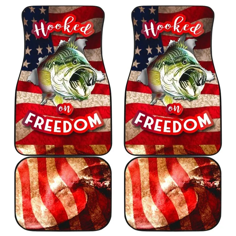 Fishing Hooked Freedom - Universal Front and Back Car Mats Gift (Set of 2 or 4) - Gift For Her or Him, Christmas Birthday Gift