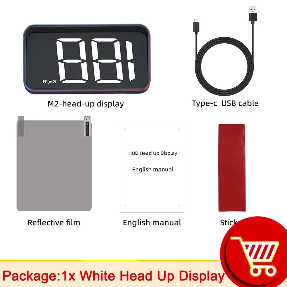M2 HD Auto Head-up Display GPS Snelheidsmeter KM/H Digitale HUD Voorruitprojector Universele Auto-elektronica Accessoire