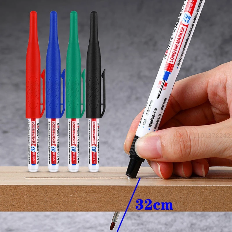 32mm Large Capacity Long Head Oil Markers Pen Bathroom Woodworking Decoration Multi-purpose Deep Hole Marker Pens Black Ink