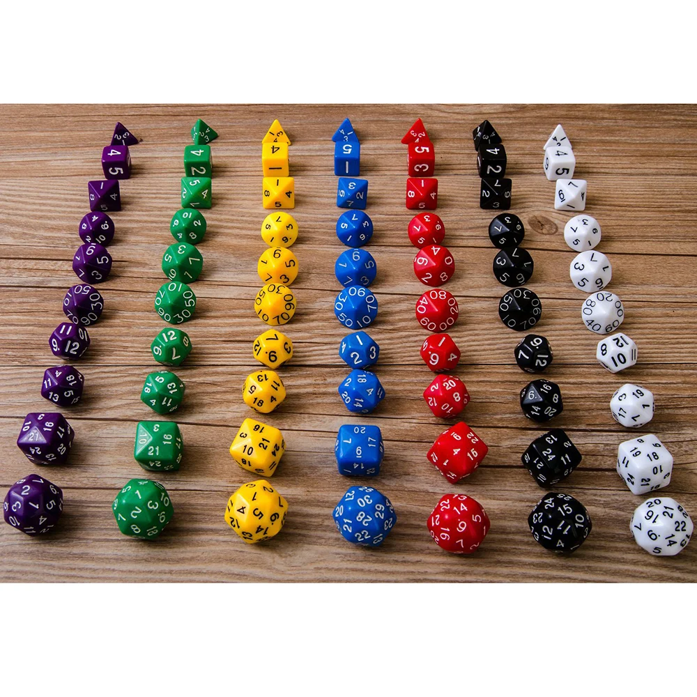 10 pz/borsa Set di dadi multifacciali di alta qualità per giochi da tavolo Boutique Surrouding dadi da gioco a colori opzionali con borsa nera