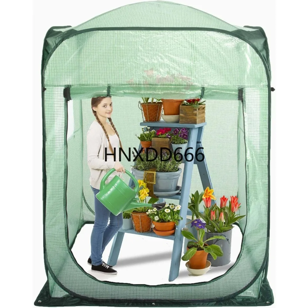 

Portable Walk-in Flower House ,Indoor Outdoor Gardening Plant Sunshine Room with PE Mesh Cloth Cover, Greenhouses