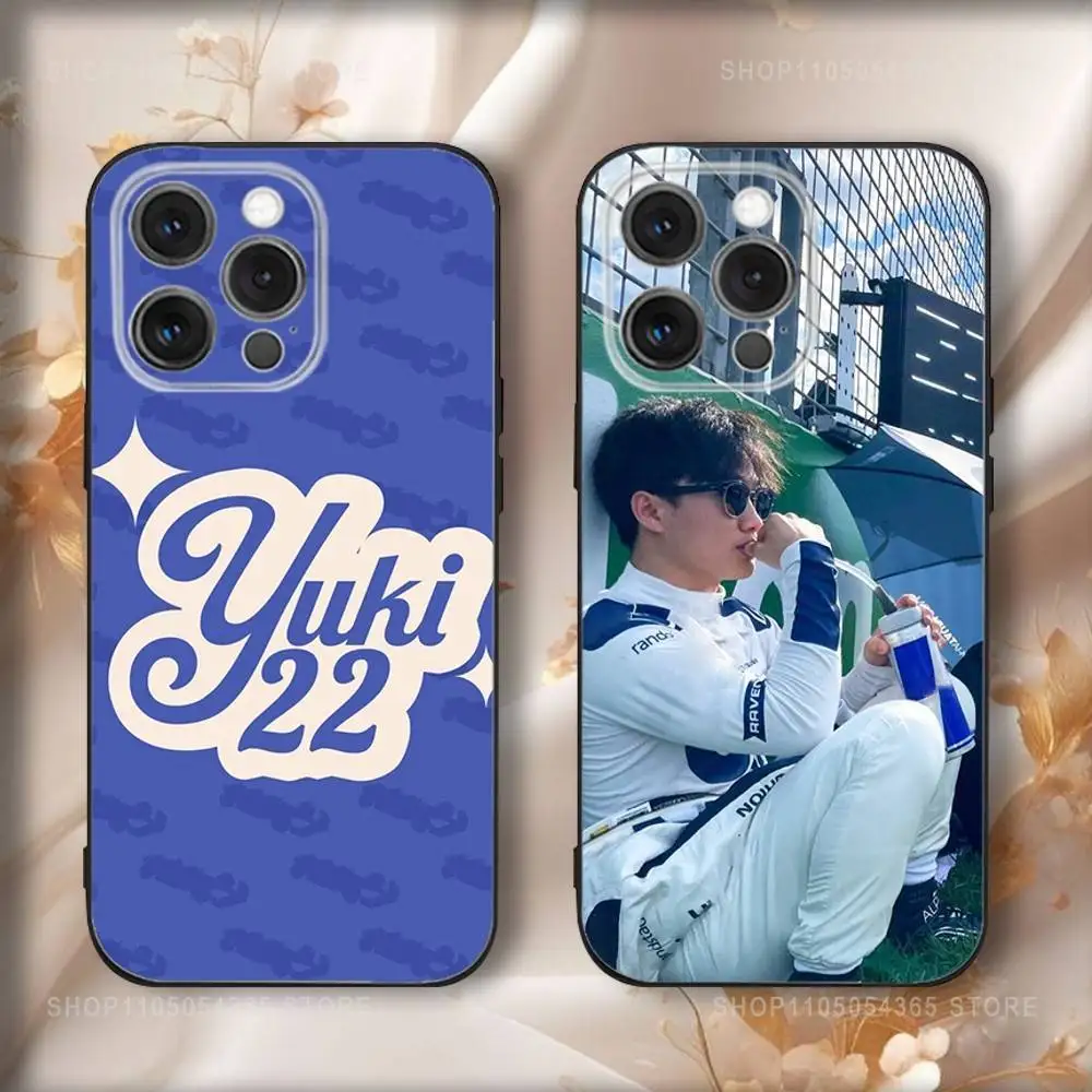 حافظة هاتف Y-Yuki Tsunodas 22 لهاتف iPhone 17,16,15,14,13,12,11,Pro,Max,Plus,Air,X,XS,XR,SE,8,7,Mini,Soft Black Funda