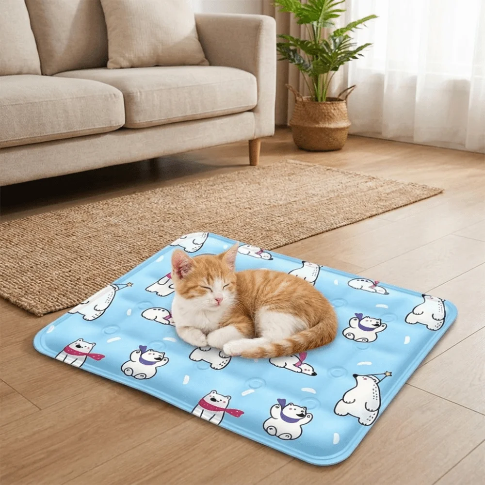 Cartoon Pet Cooling Mat Non-Slip Anti Bite Pet Ice Cushion Self Added Water Moisture-proof Dog Cold Bed Mat for Small Dogs