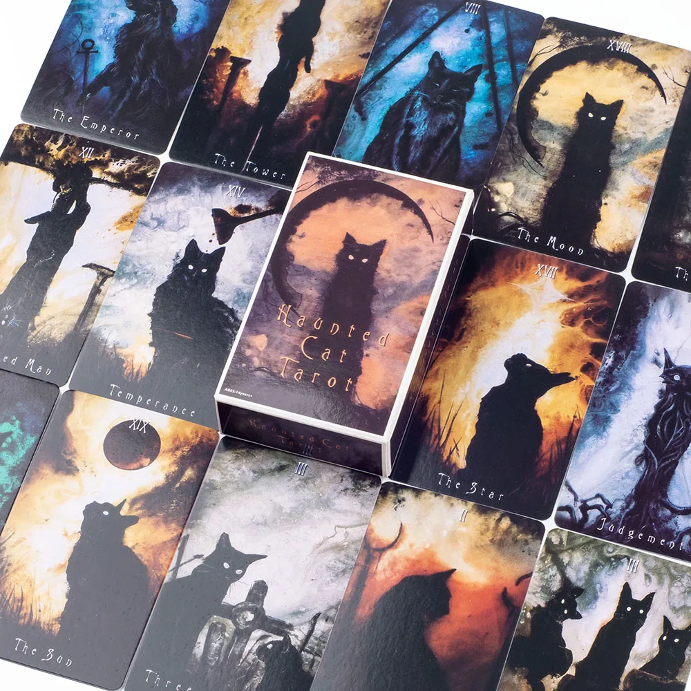 78Pcs Haunted Cat Tarot Deck - Newest English Version Divination Oracle Cards Party Desktop Entertainment Toy view 6
