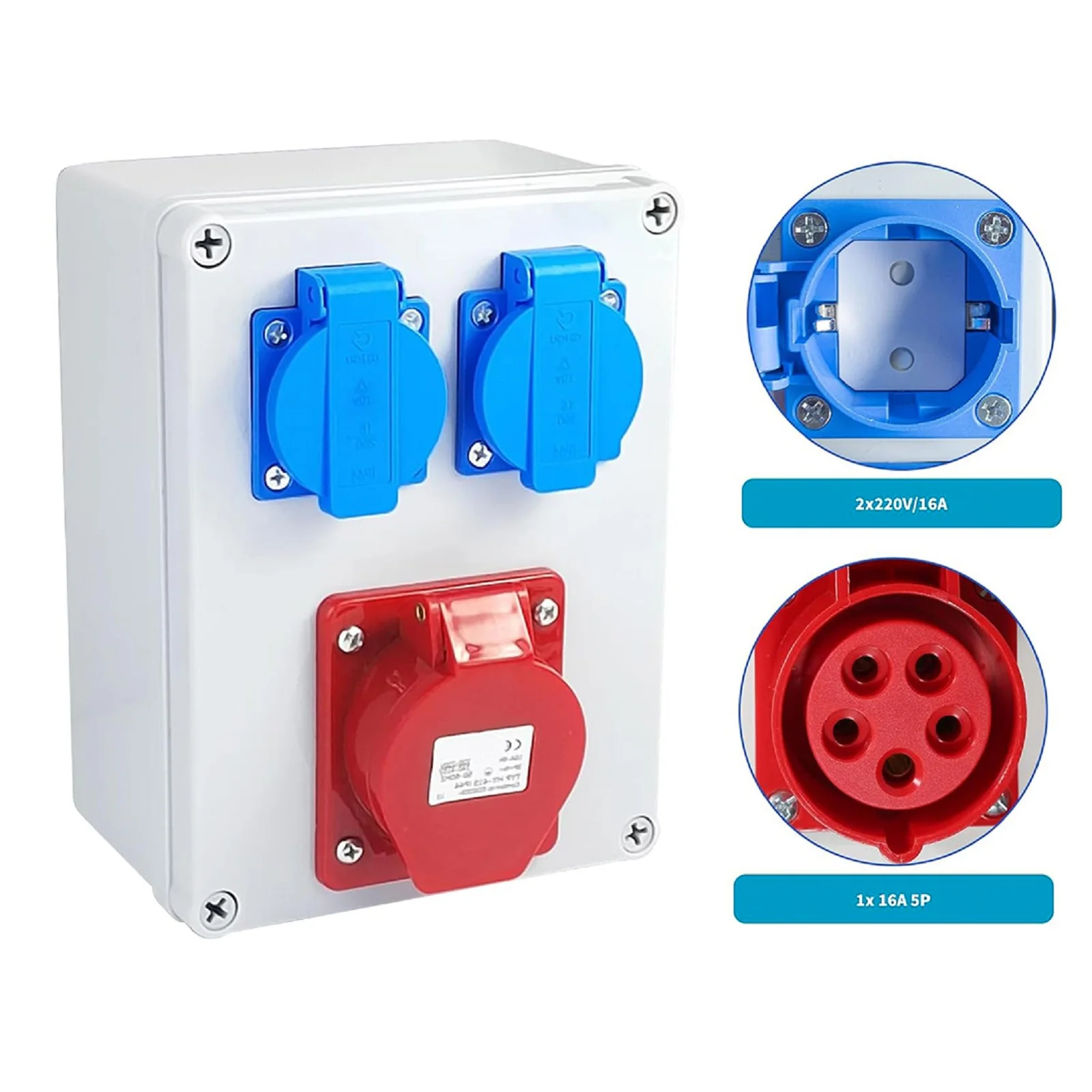 Construction Power Box Wall Distributor Socket For Construction 220-250V 16A Sockets Corrosion-resistant For Construction Sites