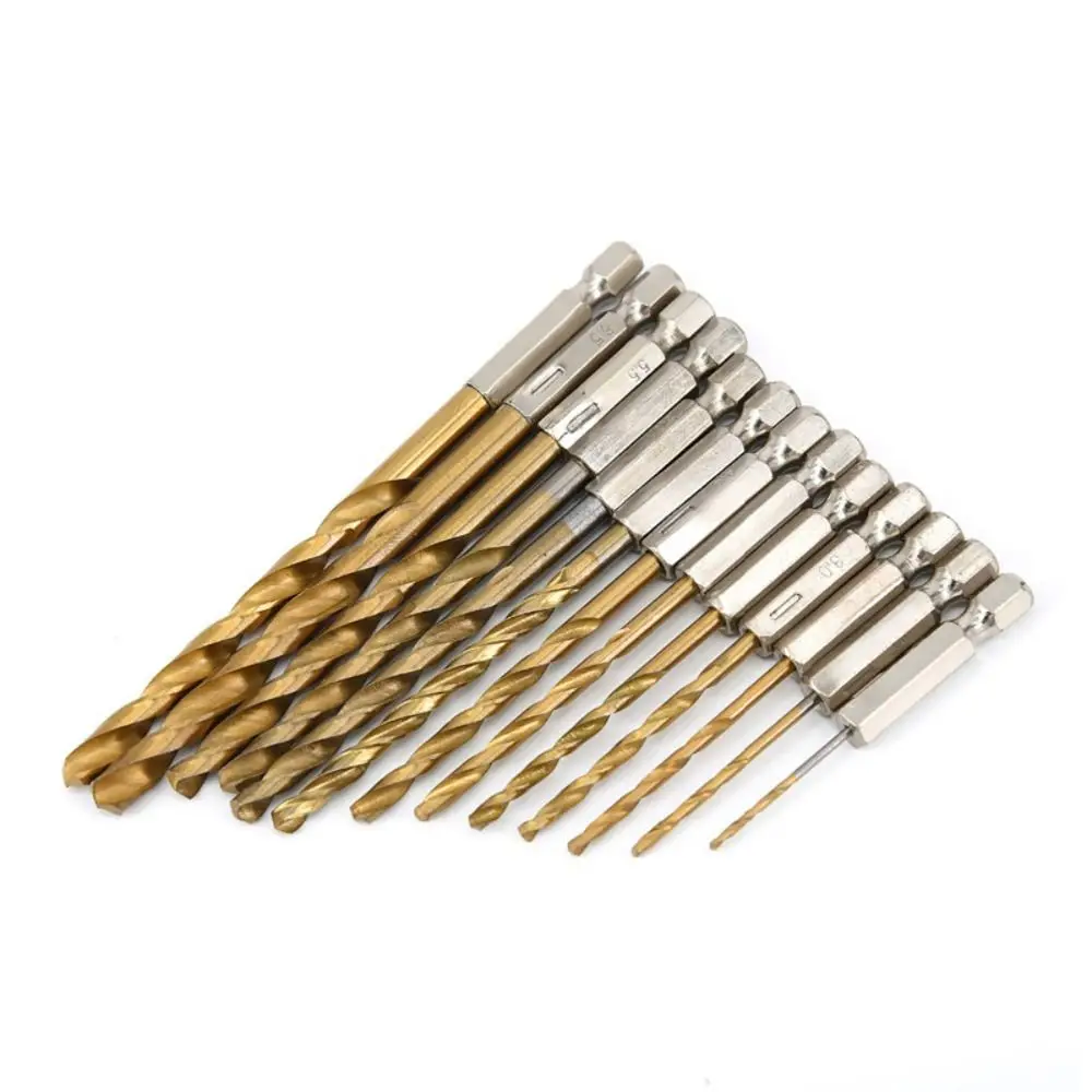Portable Titanium Twist Drill Bit 1.5-6.5mm Hex Shank Reaming Drill Bit Power Tool Multi-function Woodworking Drill Bit