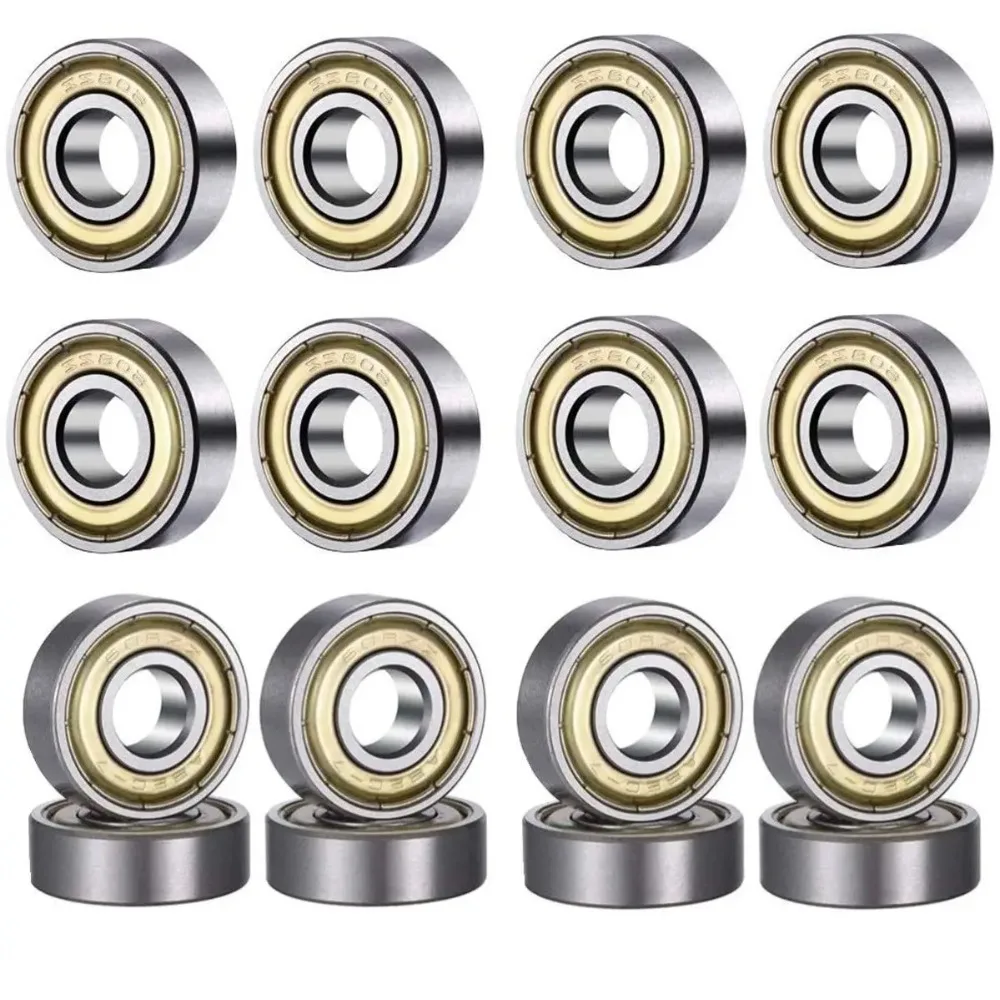 10Pcs 608 ZZ Ball Bearings 608ZZ Metal Double Shielded Deep Groove Skateboard Roller Skate Bearings 8mm x 22mm x 7mm BY SIZE
