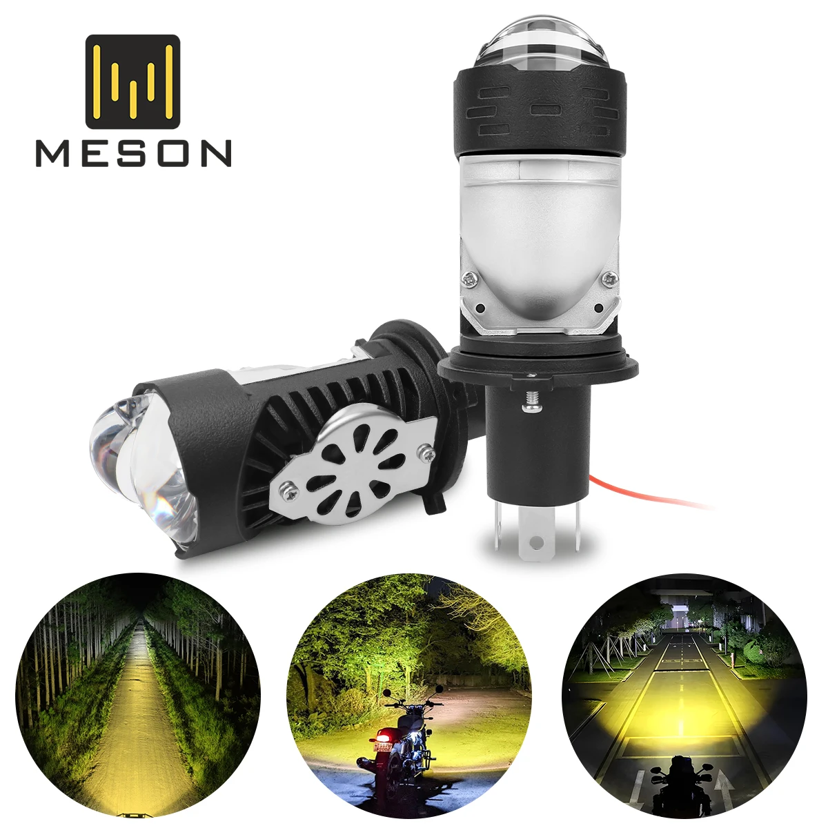 

H4 LED Bulbs Motorcycle Headlight LED Spotlights Hi/Lo Beam Light Devil's Eyes CSP 3570 Chip Motorcycles Accessories Dual Color