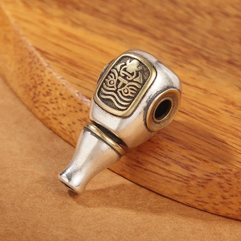 Fine Authentic S925 Thai Silver Zaki Lhamo Three Way Connector Tibetan Wealth Goddess Charm for DIY Handmade Beading Material
