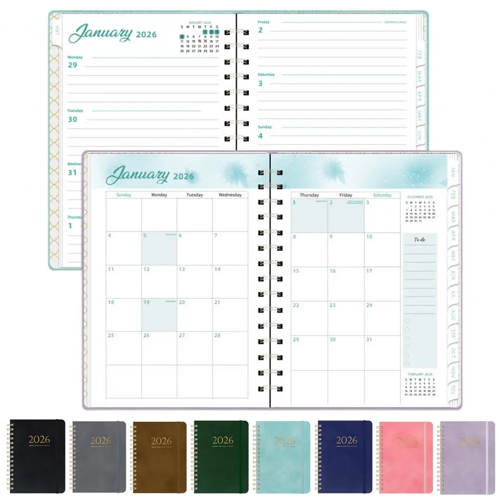 pratico-calendario-2026-agenda-settimanale-e-mensile-2026-blocco-note-portatile-a5-elegante-pianificatore-articoli-scolastici