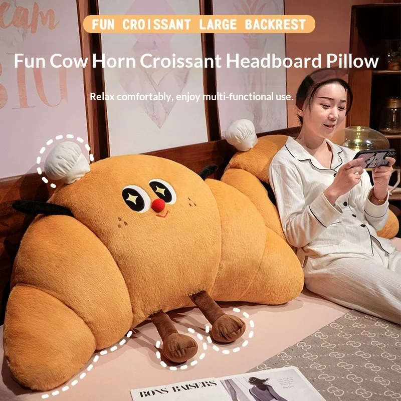 

Creative Velvet Plush Toy Cow Horn Pillow Doll for Girls Bedtime Companion Leg Clasping Soft Stuffed Animal Gift