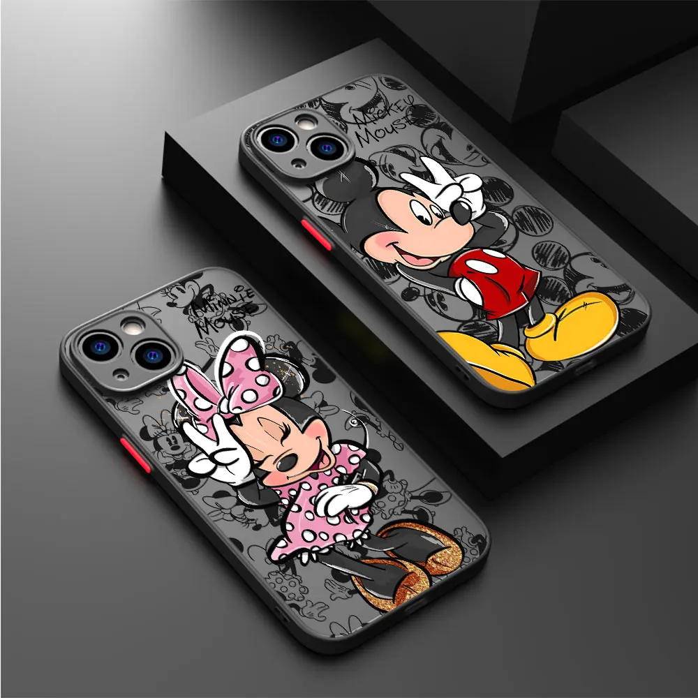 Cute Disneies Mikey Minnie Phone Case For Xiaomi Redmi Note 13 12 11 10 10C 10X 9 9A 9T 9C 8 Pro Plus 5G Matte Transparent Cover