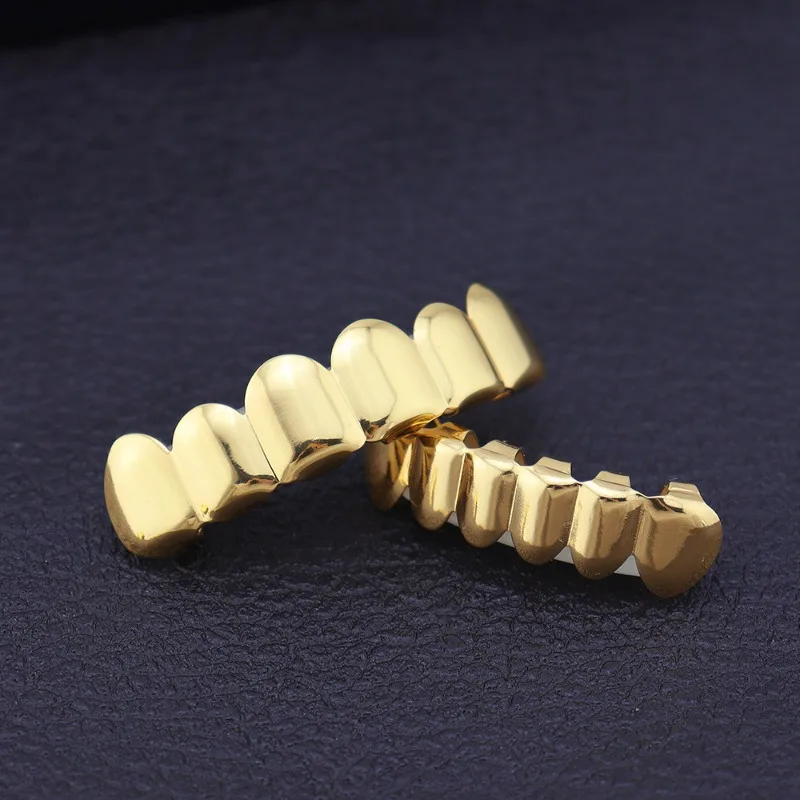 Juego de Hip Hop Grillz, dientes chapados en oro y plata, joyería Dental brillante en parte superior inferior, accesorios de rapero personalizados, fiesta para hombres y mujeres