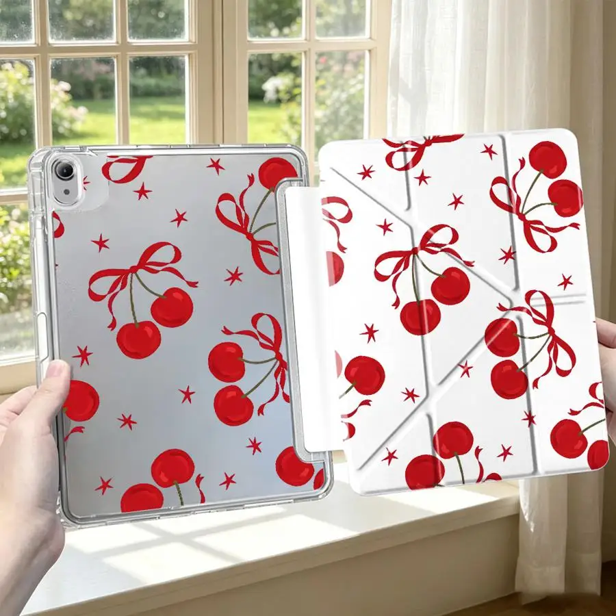 Red Lovely Cherry With Pen Slot Cover Tablet Case For Samsung Galaxy Tab A11 S9 Plus A8 S7 FE A9 Plus S8 S10 Lite