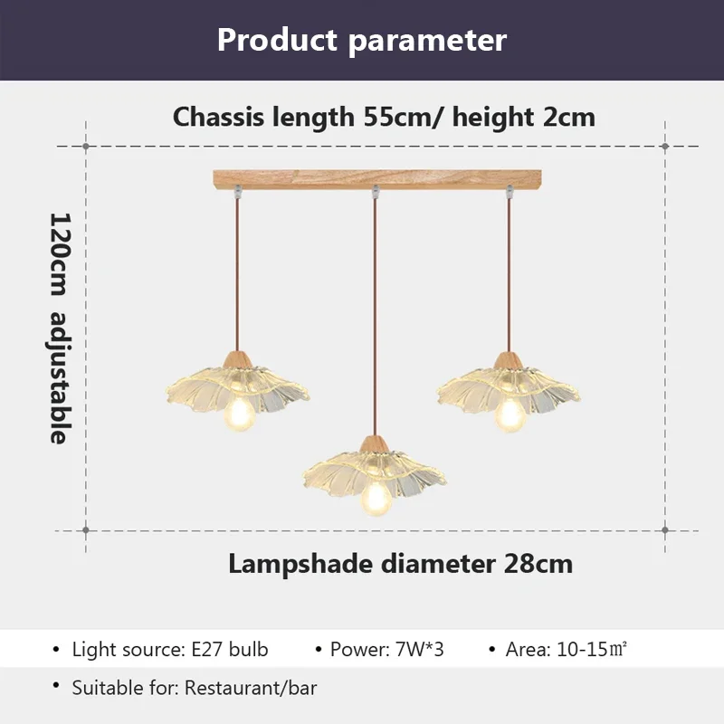 Nordic Glass Wood Design Pendant Lights For Dining Room Living Room Bedroom Hanging Lamps Retro E27 Chandelier Decor Fixture