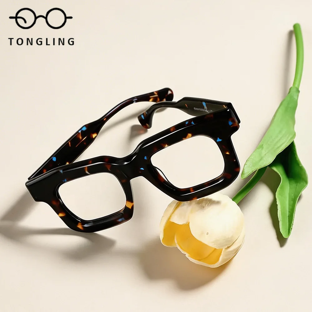 

2026 Women Square Acetate Trend Glasses Frame Optical Prescription Custom Eyeglasses Men Myopia Reading Anti Blue Light Eyewear