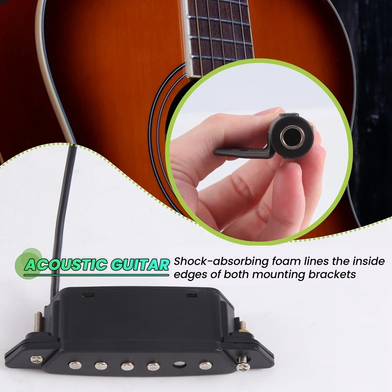 ●-85 Black 6 Hole Soundhole Pickup with Active Power Strap End-Pin Jack for Acoustic Guitar