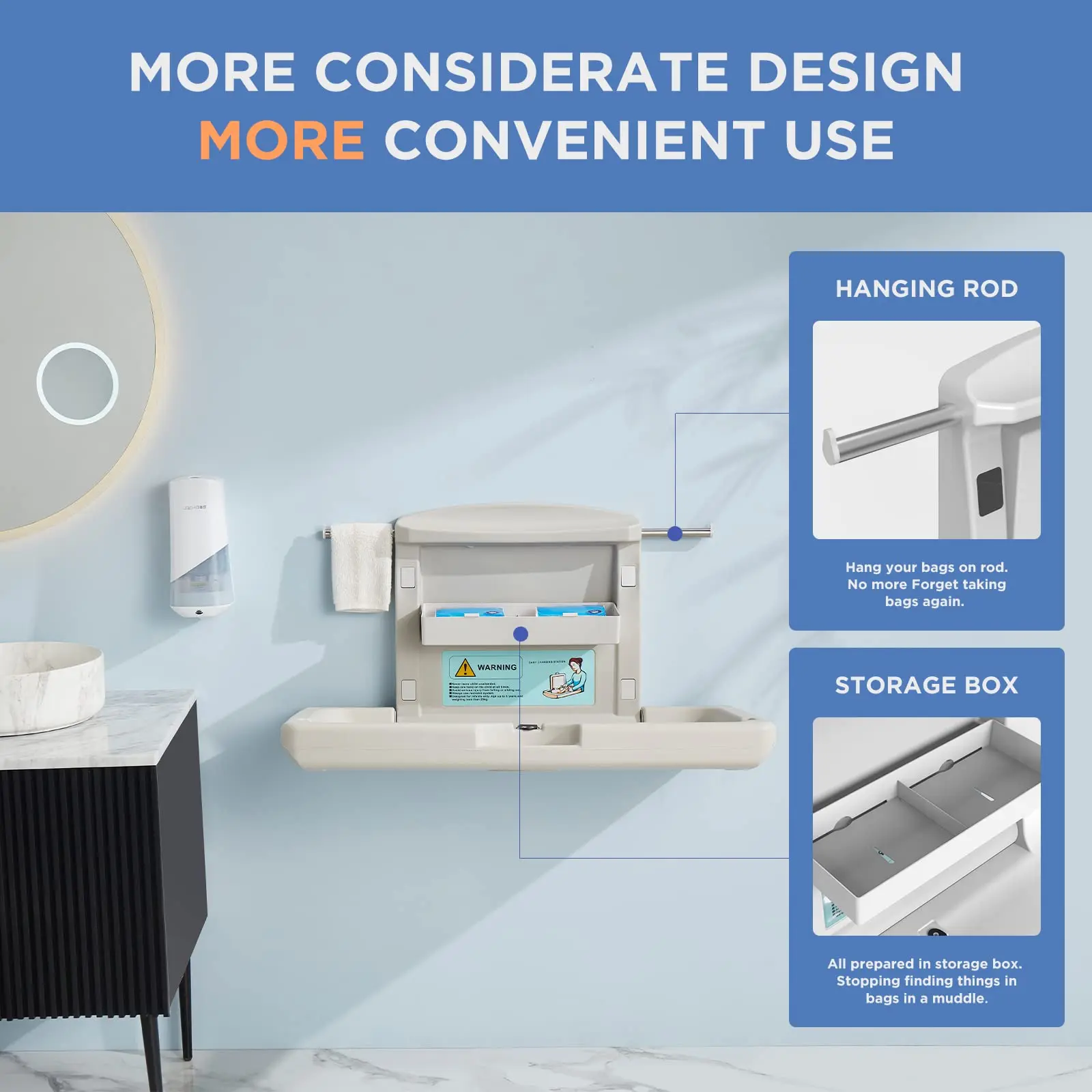 Interhasa! Station de Proxy Murale Commerciale pour Bébé, avec Sangle de Sécurité Réglable