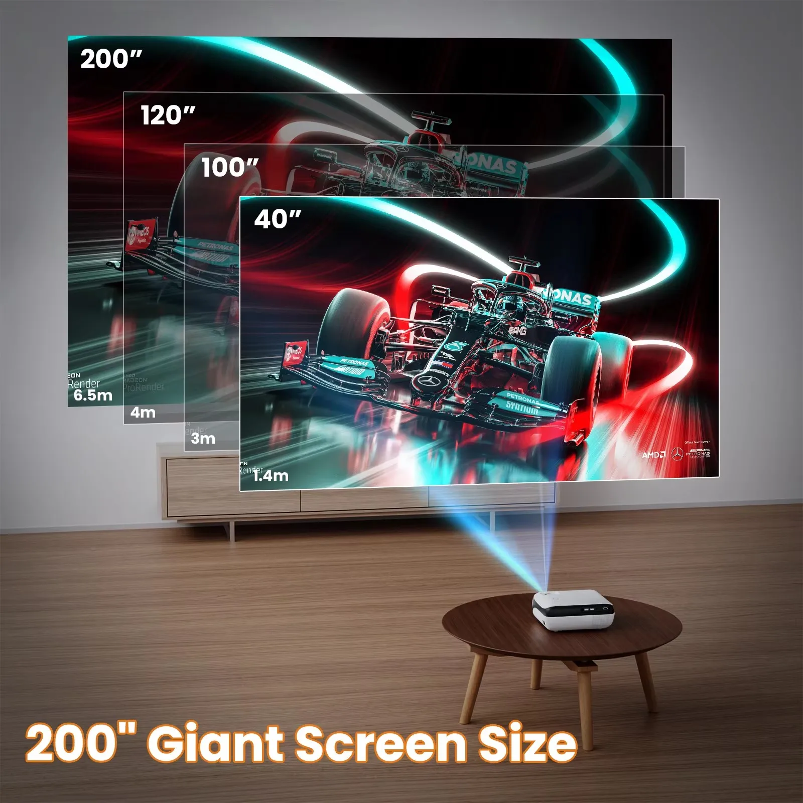 Projector Native 1080P Bluetooth Projector Portable 1920x1080dpi Outdoor Full HD Mini Projector Home Bedroom Speaker 9500Lumens