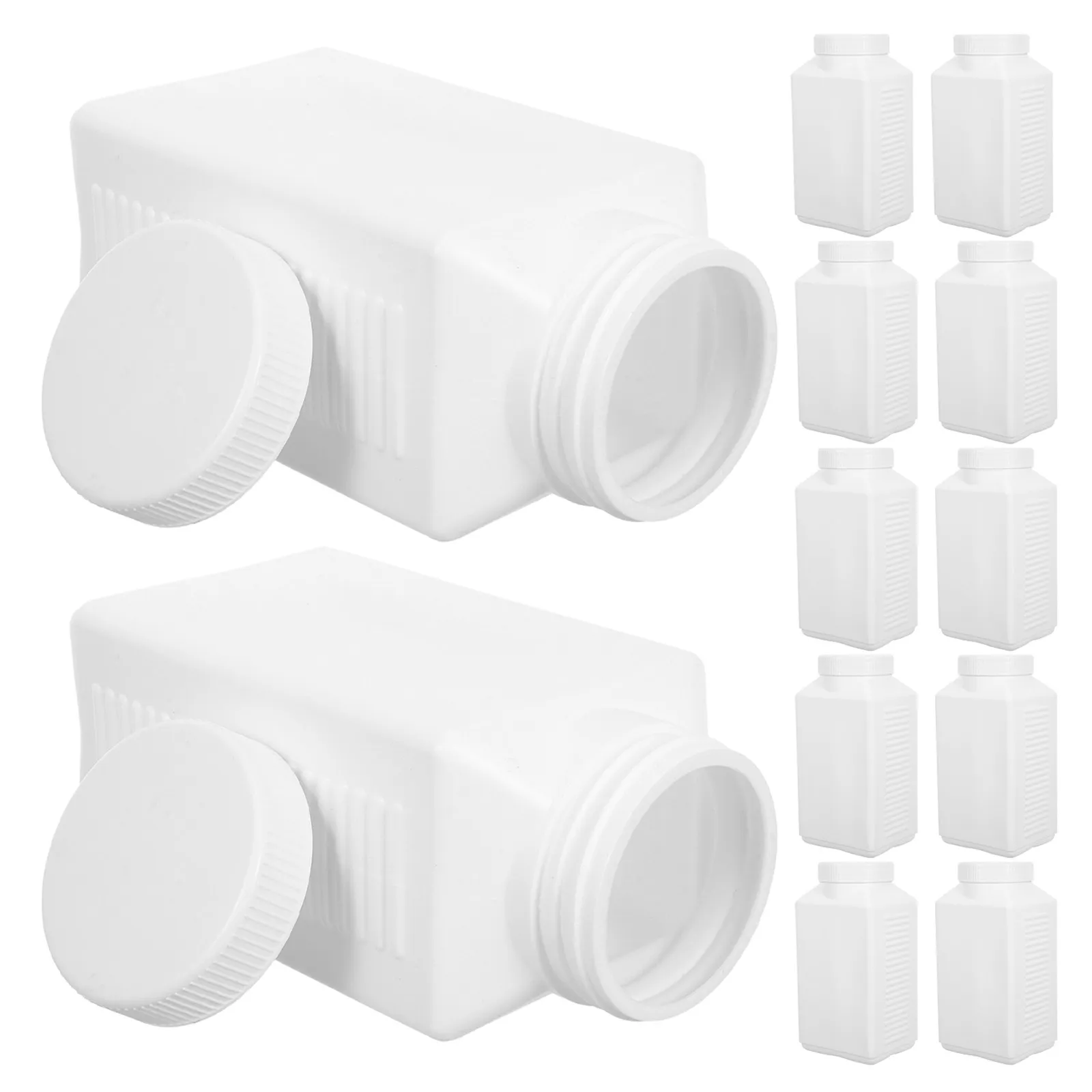 12 Pcs Laboratory Square Bottle Empty Reagent with Cap Chemical Solution 1000ml HDPE Packaging Dispensing Sample Container