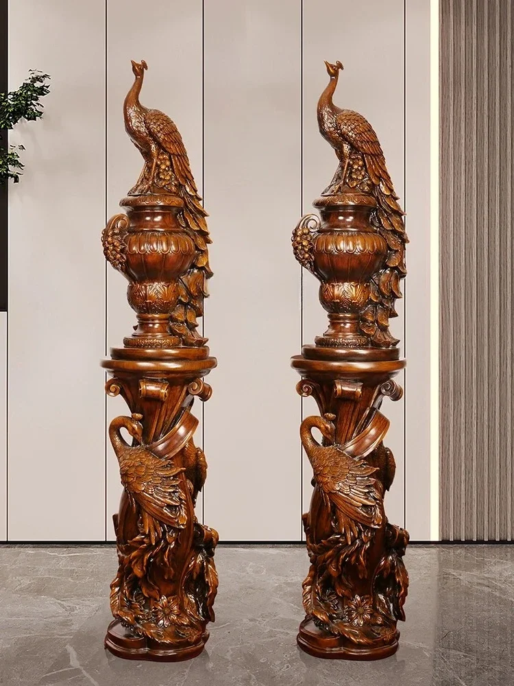 Ornamento di pavone dal pavimento al soffitto, un paio di inaugurazione della casa, decorazione dell'ingresso del soggiorno, decorazione del vaso della sala