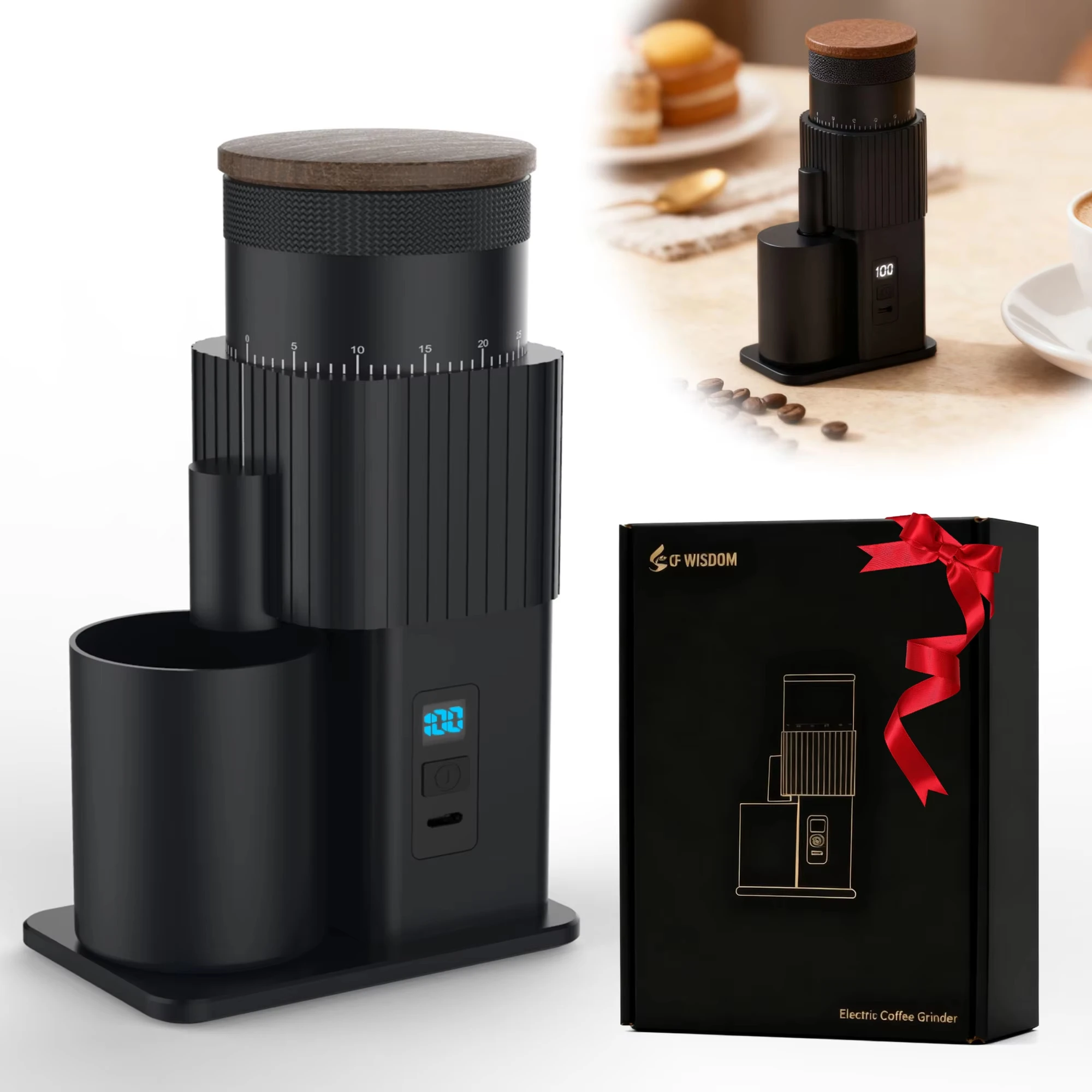 SIHAO Portable Electric Coffee Grinder, USB Rechargeable Adjustable Grinder for Home Office and Travel Efficient Fresh Grinding