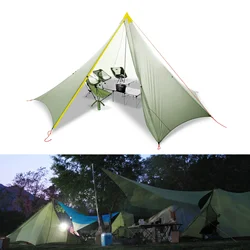 Ultralight 1350g 4 Season 10 Person 20D Nylon Both Sides Silicon Coating Rodless Pyramid Large Space Tent Flysheet Awning Canopy