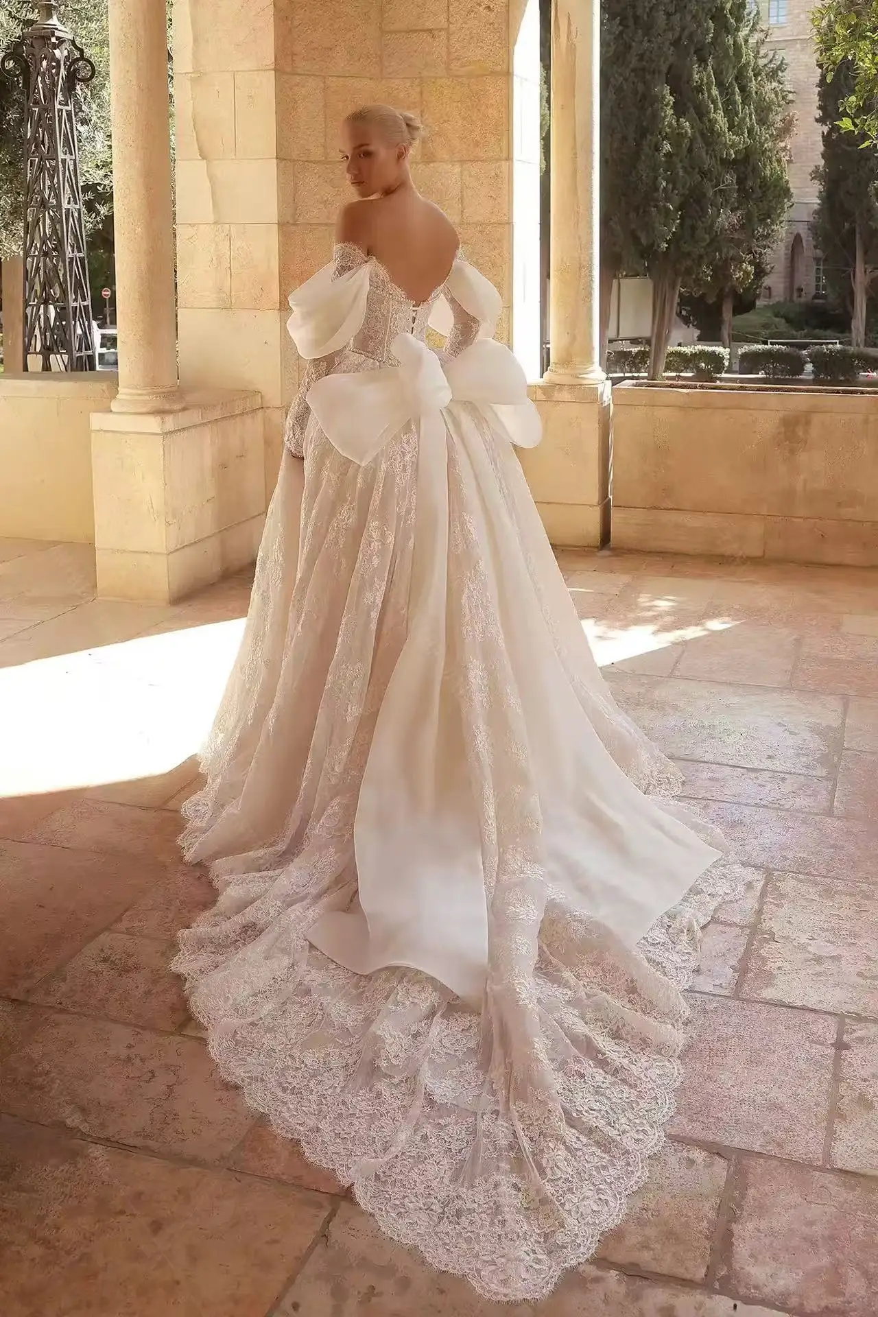 Customized Shimmering Moments  Luxury Lace Wedding Dress Sexy Off The Shoulder Vintage Wedding  Dress