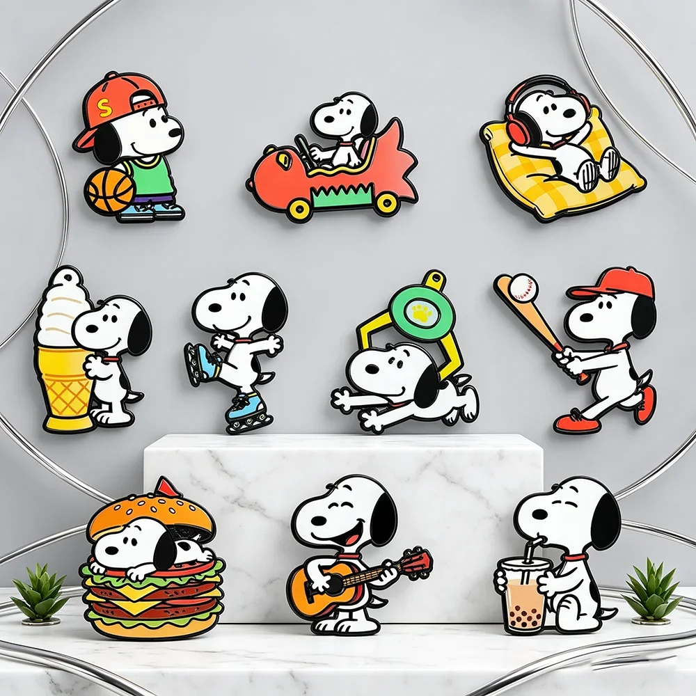 Conjunto de 4/6/7/8/10 Pins Esmaltados Snoopy, Broches de Lapela de Desenho Animado Charlie Brown e Woodstock para Mochilas, Roupas e Crachás, Presente Fofo para Fãs