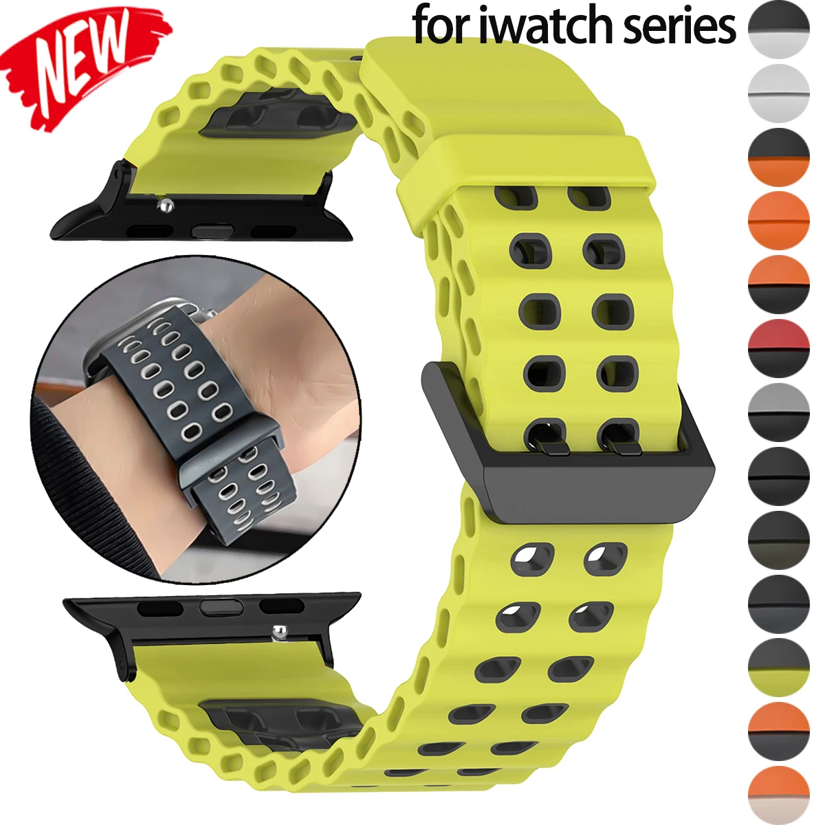 Silikonband für Apple Watch Serie 11 10 9 8 7 6 SE3 Sportarmband Zweifarbiges Armband für Iwatch Ultra 3/2 49 mm 38 40 42 44 46 mm