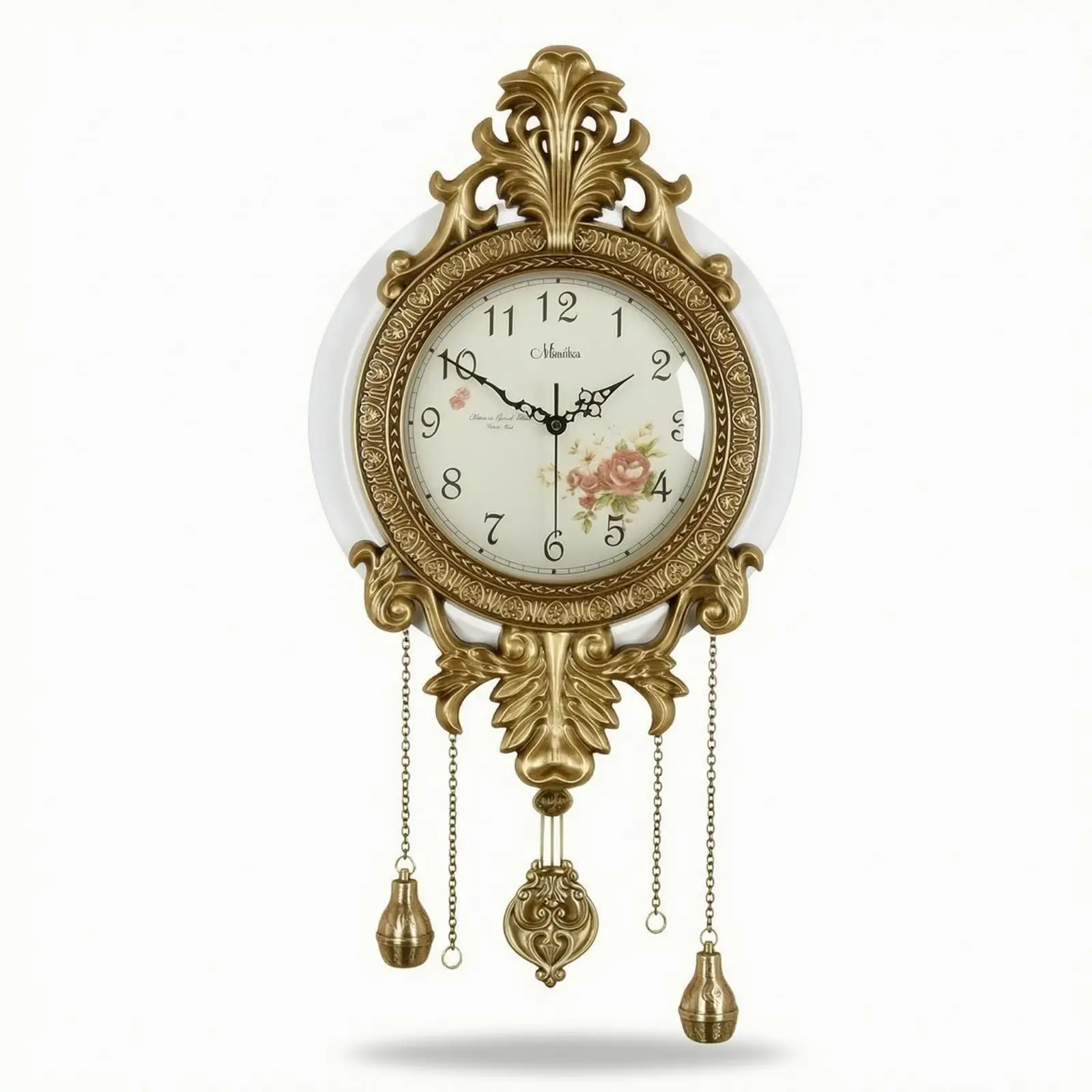 Retro Pendulum Wall Clock Wooden Decorative Clockwork Mechanism for Quiet Bedroom or Dining Room