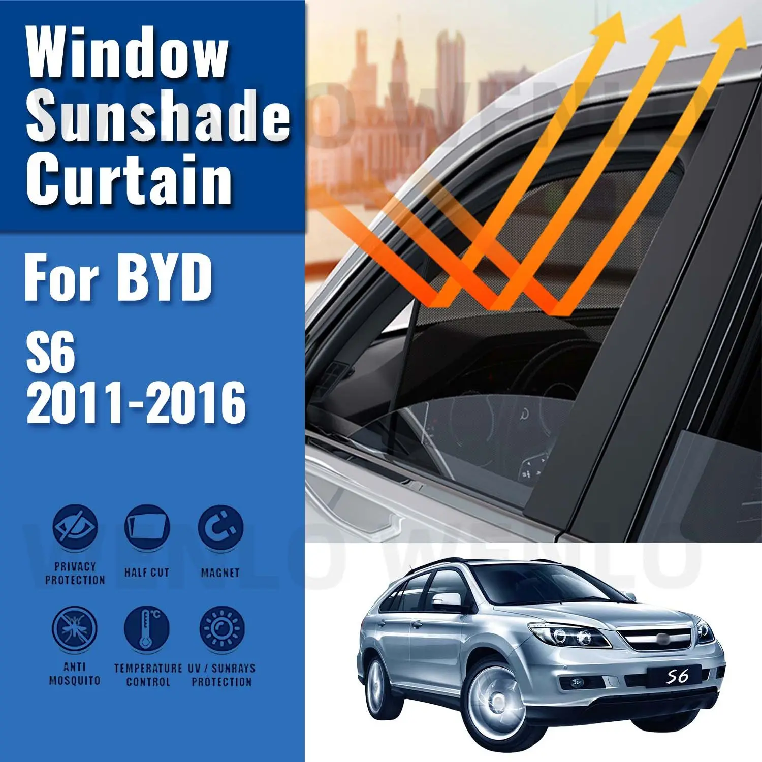 

For BYD S6 2011-2016 Car Sunshade Shield Magnetic Front Windshield Frame Blind Curtain Rear Side Window Sun Shade Visor