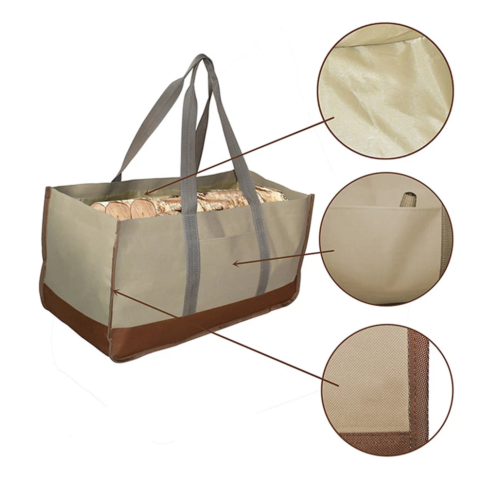 1pc Portable Firewood Storage Bag Durable Logging Kit Multi-functional Firewood Kit Large Capacity Log Tote Handbag Firewood Car