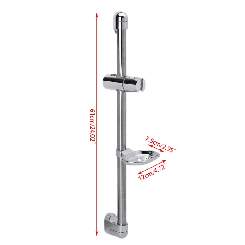 Description Picture 4 of item67JE Universal Handheld Shower Rail Slider Holder Slide Bar with Soap Tray Adjustable Angle Shower Holder Lifter Pipe Kit