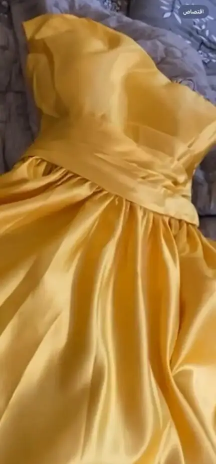 Yellow Evening Dresses Satin Long One Shoulder Pleats A Line Floor Length Front Slit Formal Party Prom Gowns Custom made