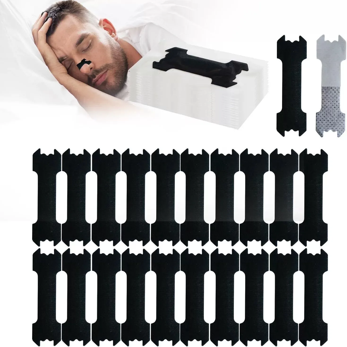60/30/10PCS Black Nose Strips Extra Strength Nasal Strips Better Sleeping Non-Invasive Anti Snoring Strips for Adult and Child