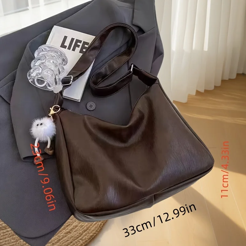Neue, schlichte Tasche mit großem Fassungsvermögen für Damen, modische und vielseitige lässige Umhängetasche – Detail 3
