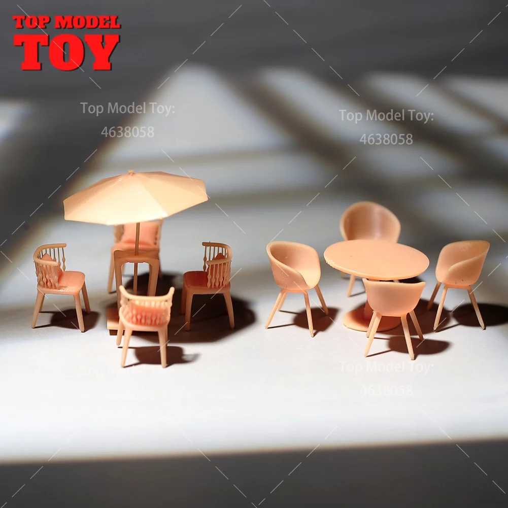 Unpainted Miniatures 1/64 1/43 1/87 Scale Table and Chair Set Universal Scene Figure Dolls Model For Cars Vehicles Toy