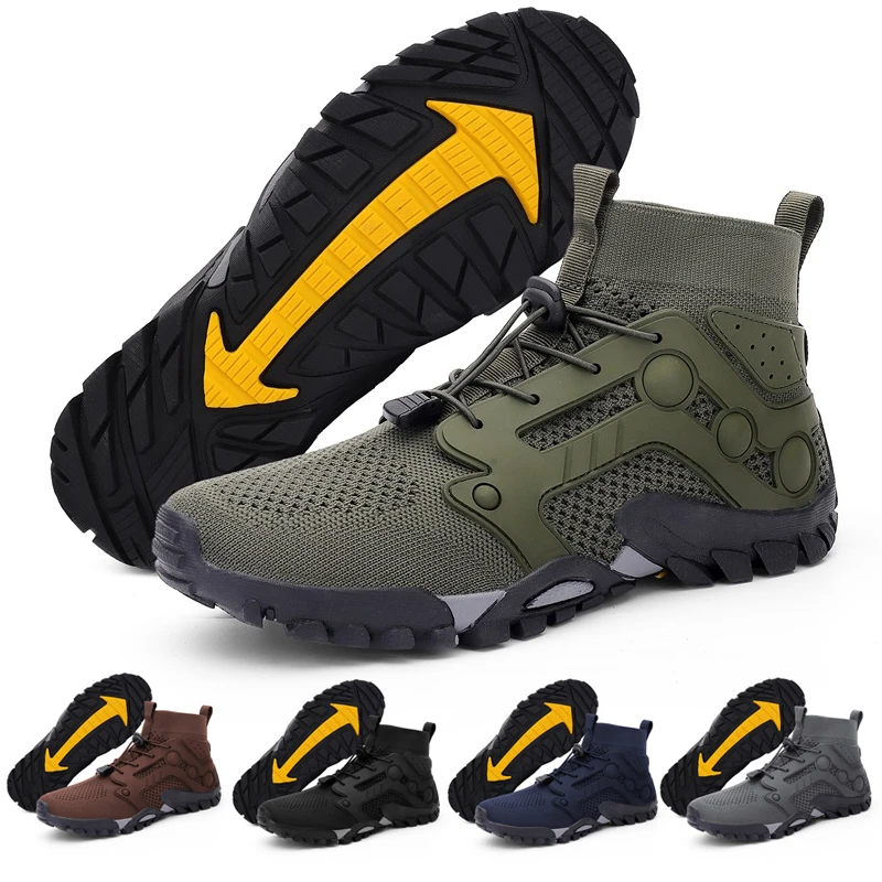 Fashion high-top outdoor hiking shoes mesh surface breathable water shoes non-slip quick drying water sports shoes