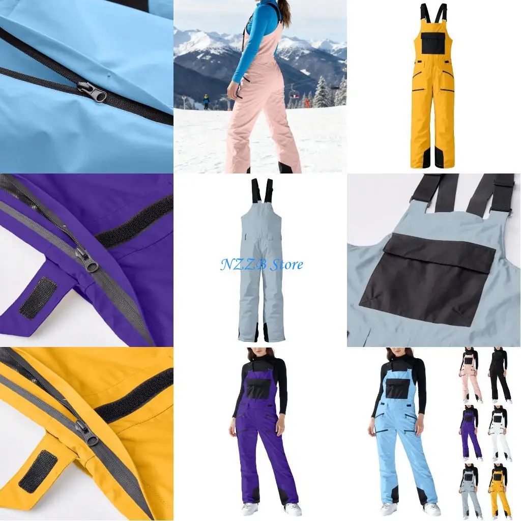 

T21F Womens Ski Pants Ski Bibs Insulated Snowboard Overalls Waterproof Outdoor Snowpant Adjustable Jumpsuit Snowsuit