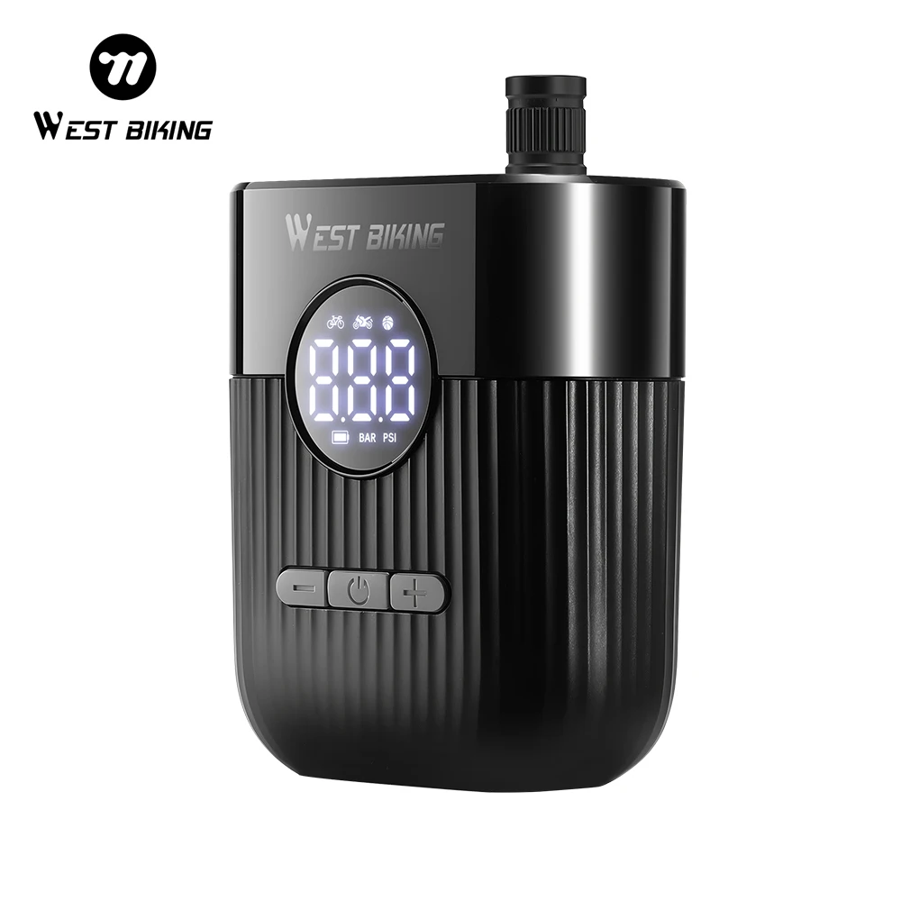 AliExpress West Biking WEST BIKING 150PSI Bike Pump Mini Electric Pump Portable Digital Display Tire Inflator For Schrader/Presta Valve Bike Accessory