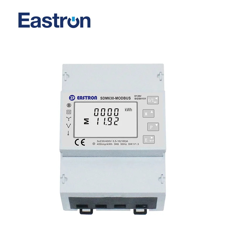 SDM630 Modbus V1 MID  Mutli Function Four Module Three Phase (10)100A Direct Connection Digital Din Rail energy Meter,MID