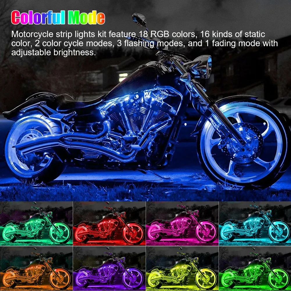 Motorcycle Chassis Atmosphere Lights Motor Vehicle Decorative Neon Light Strip Night Range Bluetooth APP Control Warning Light