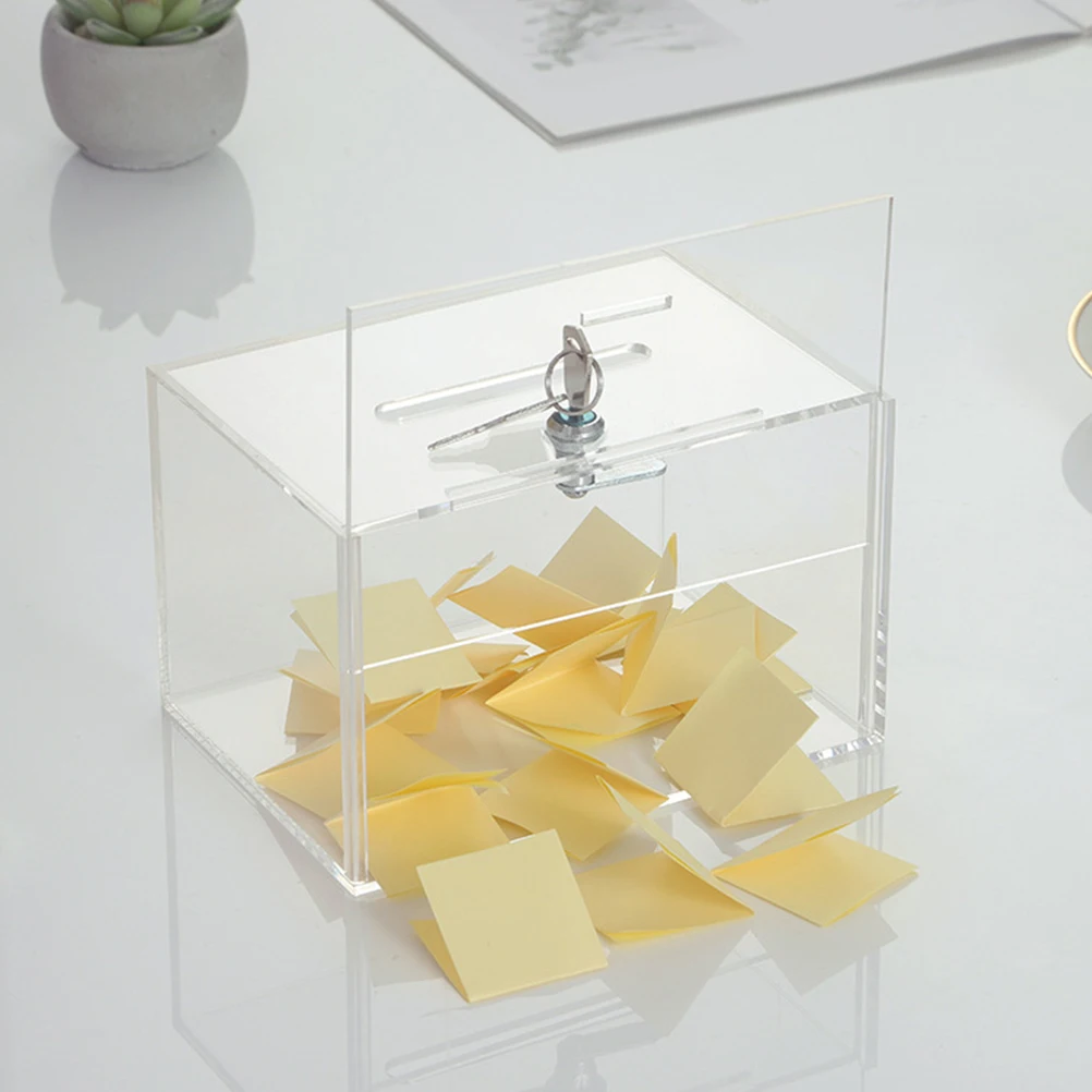 

Clear Lockable Donation Box Storage For Fundraising Voting Complaint Letters Transparent Acrylic Multi-Functional