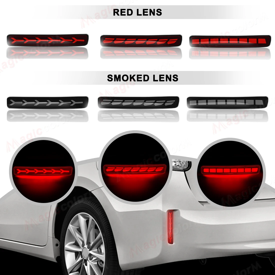 3-Functions For Toyota Prius 2012 2013 2014 2015 2016 2017 LED Rear Bumper Light Reflector Sequential Turn Signal Brake Lamp 12V
