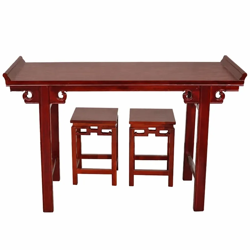Solid Wood Elm Buddhist Altar Table Chinese Style Guan Gong Incense Burner Stand Tenon Mortise Structure God of Wealth