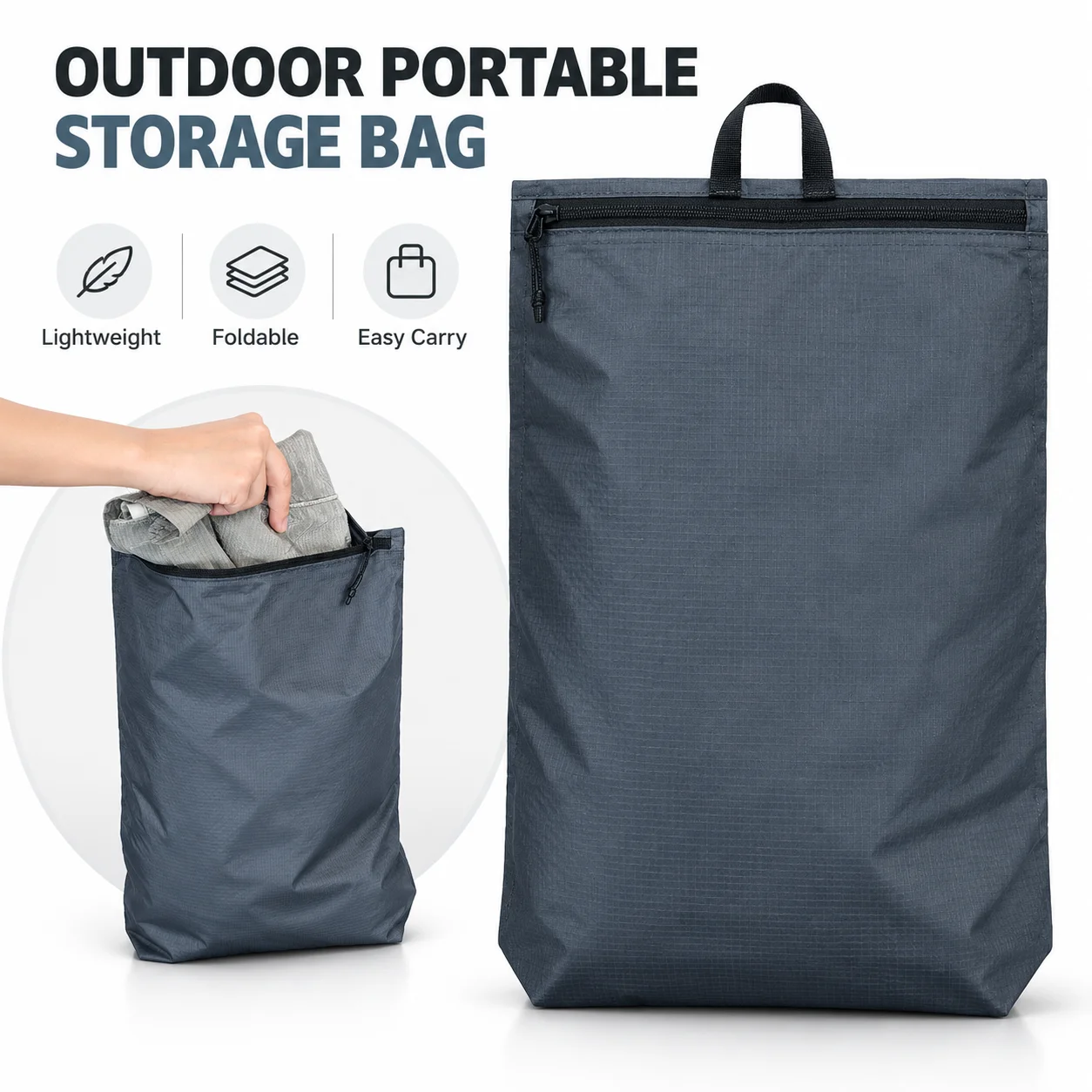 Portable Outdoor Storage Bag Lightweight Zipper Pouch Travel Organizer for Camping Hiking Sports Gear Daily Carry Accessories