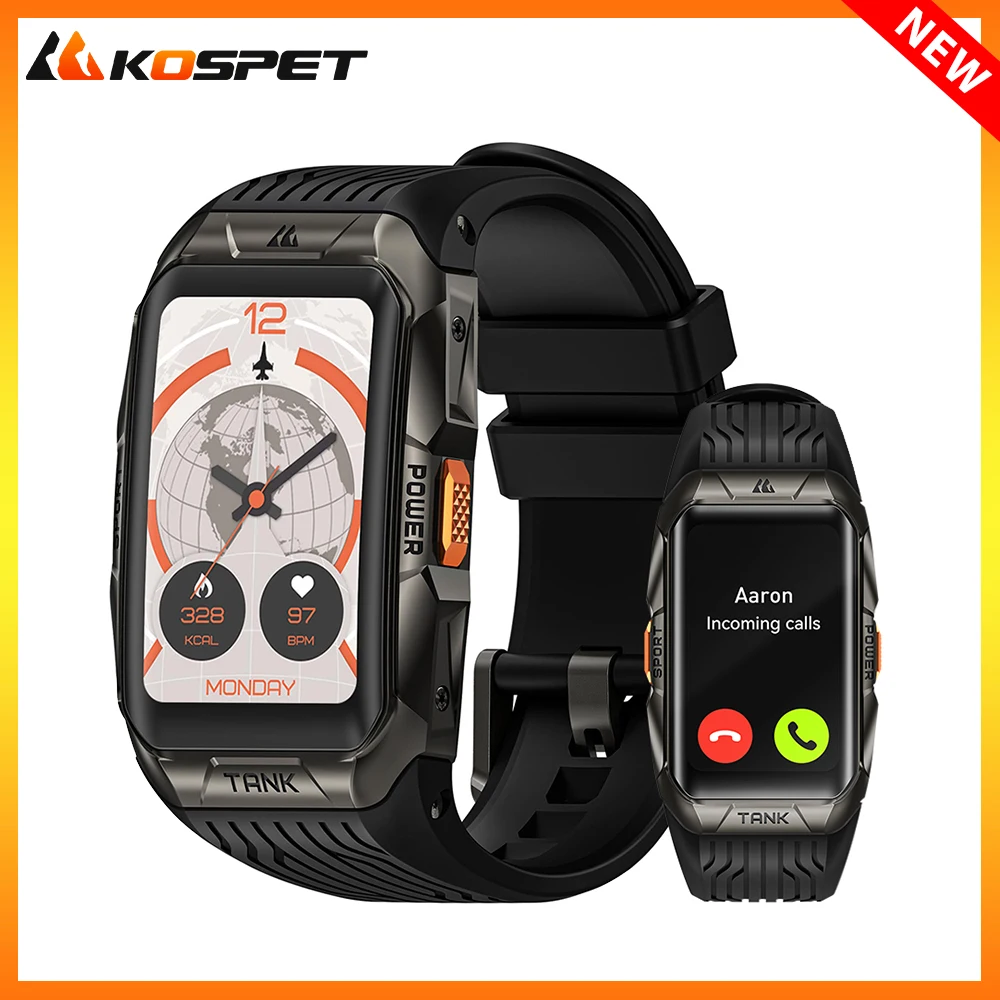 KOSPET TANK X2 Smart Watches For Men 5ATM Waterproof 1.64'' AMOLED Bluetooth Call 170 Sport Modes Military Smart Watch