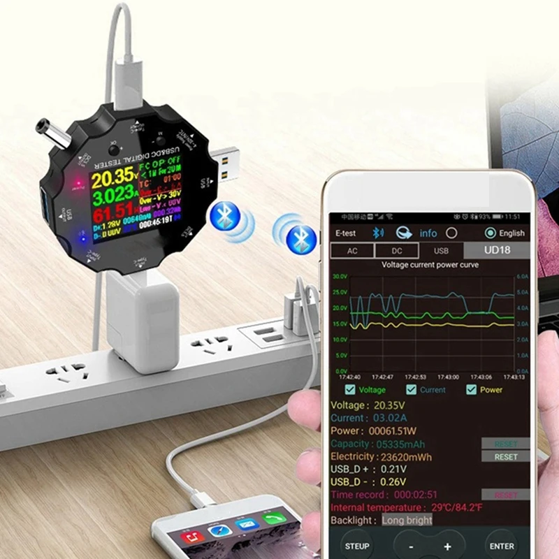 

Тестер зарядки WiFi Tuya Тестер быстрой зарядки USB Амперметр напряжения Type-C PD Тестер зарядного устройства для мобильного телефона Цифровой амперметр напряжения