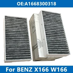 2Pcs Cabin Filter Car Air Conditioner A1668307201 For Mercedes Benz X166 W166 GLE250d GLE300 320 Coupe GLS500 GL350 400 450 ML